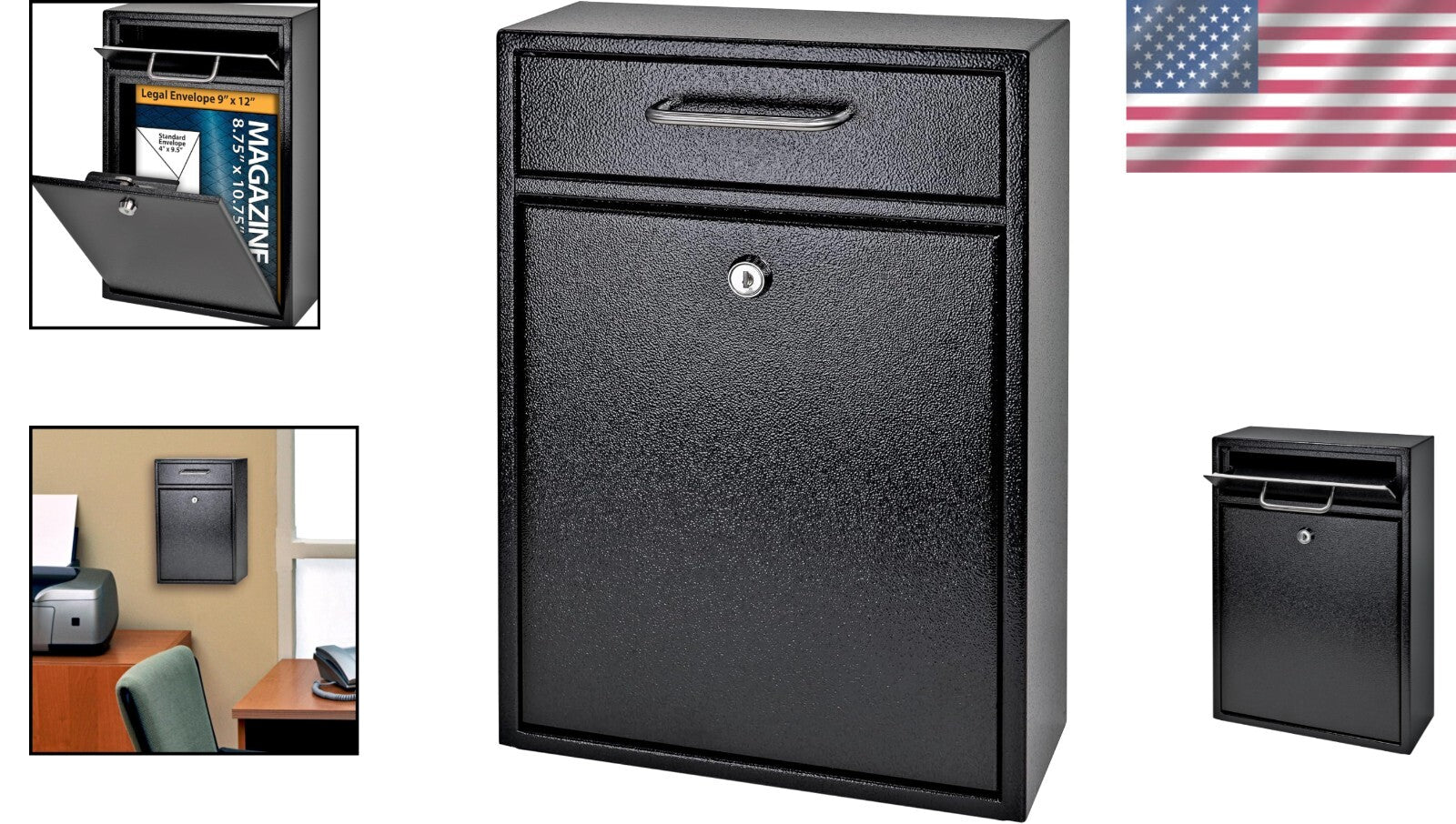High Security Wall-Mounted Mailbox - Durable Steel Locking Drop Box for Offices