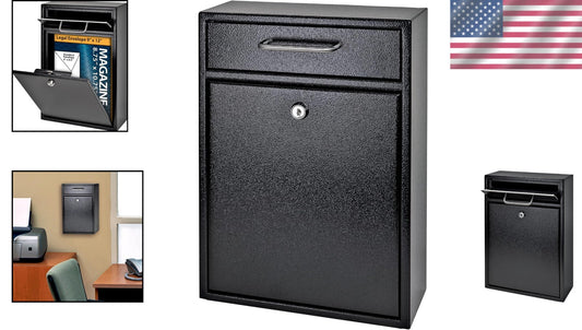 High Security Wall-Mounted Mailbox - Durable Steel Locking Drop Box for Offices