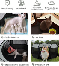 Load image into Gallery viewer, 360-Degree Views Dark Grey Puppy Playpen - Portable and Waterproof for All Pets
