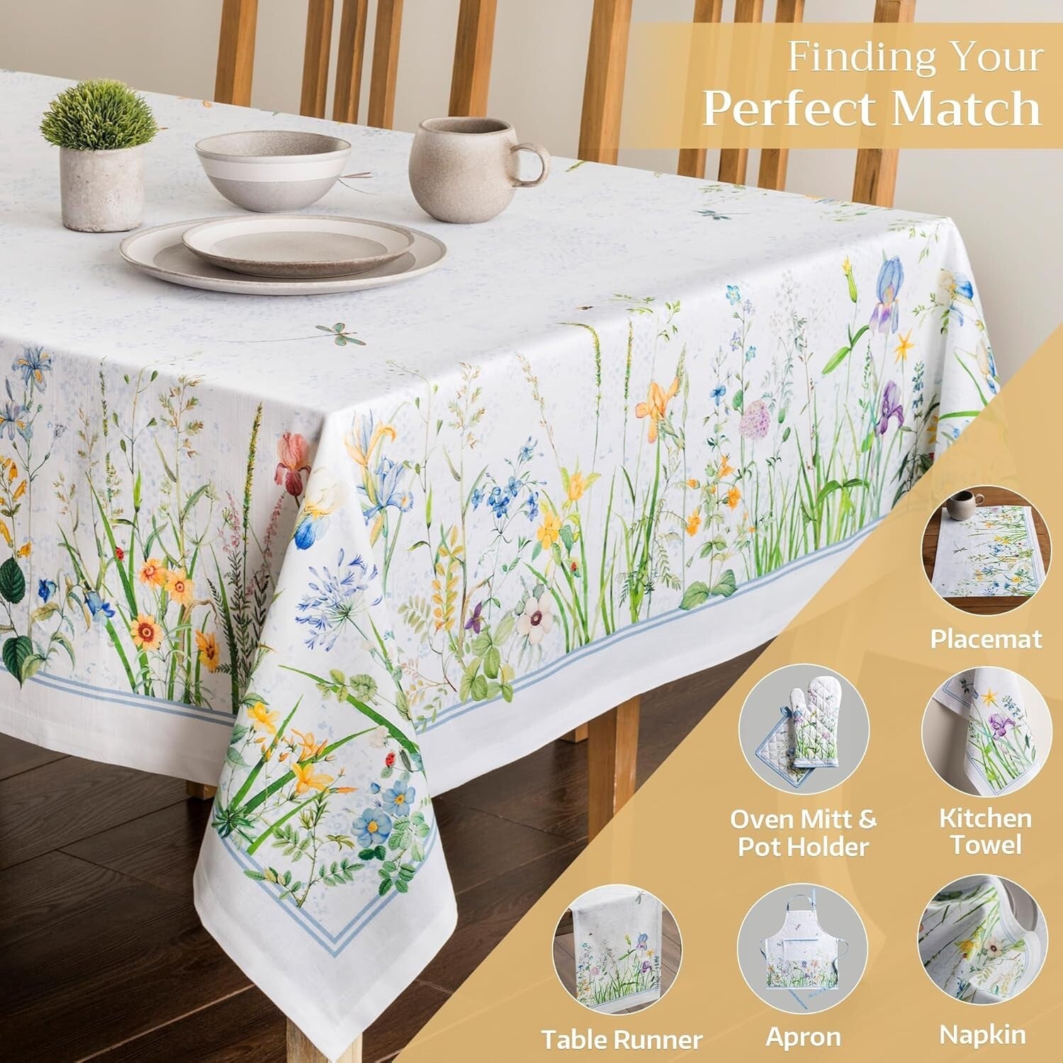 Elegant 100% Cotton Floral Tablecloth - 70 x 90 Inches, Perfect for Weddings
