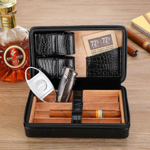 Load image into Gallery viewer, Portable Crocodile Pattern Cigar Case with Lighter &amp; Cutter - Perfect for Travel