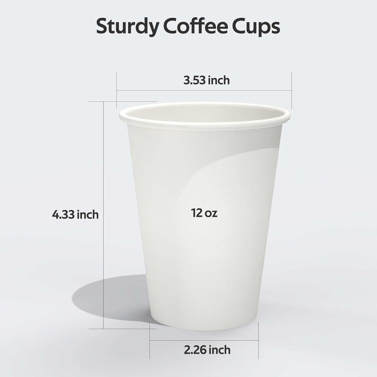 Food Safe 12 oz Disposable White Paper Cups - Perfect for Hot & Cold Drinks
