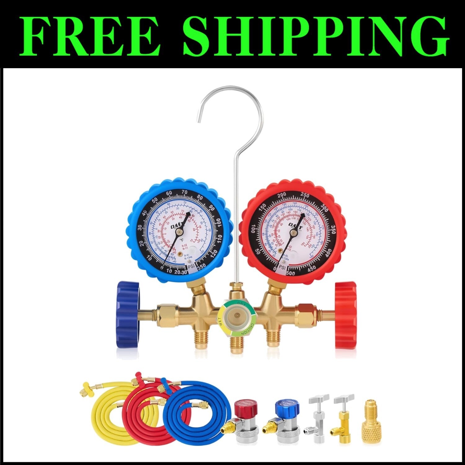 Comprehensive AC Gauge Kit for R134A, R12, R22 Refrigerants - Durable & Accurate