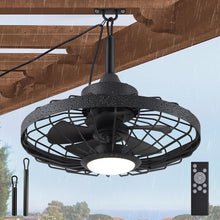 Load image into Gallery viewer, Versatile 20" Caged Ceiling Fan for Patios with Remote &amp; Adjustable LED Light