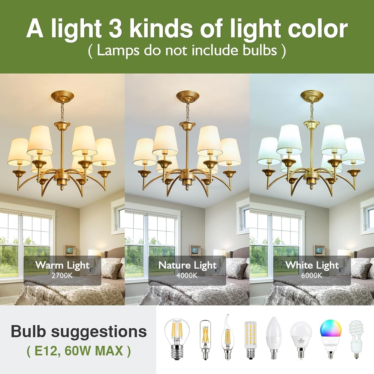 Elegant 6 Light Gold Pendant Chandelier with Fabric Shades - Modern Home Fixture