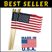 Load image into Gallery viewer, Patriotic 24-Pack of Lightweight American Flags on Birch Handles - Garden Ready
