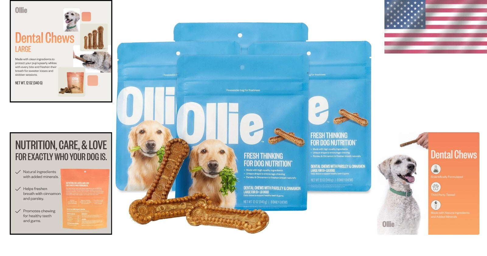 Cinnamon Dental Sticks for Large Dogs - Promote Teeth Cleaning and Fresh Breath