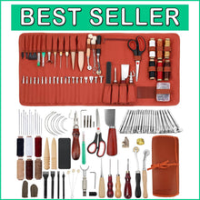 Load image into Gallery viewer, Professional Leather Craft Tools Kit – 80 Essential Pieces for DIY Projects