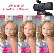 Load image into Gallery viewer, Full HD 1080P Webcam with Built-in Microphone &amp; Auto Focus - For PC/Mac Use