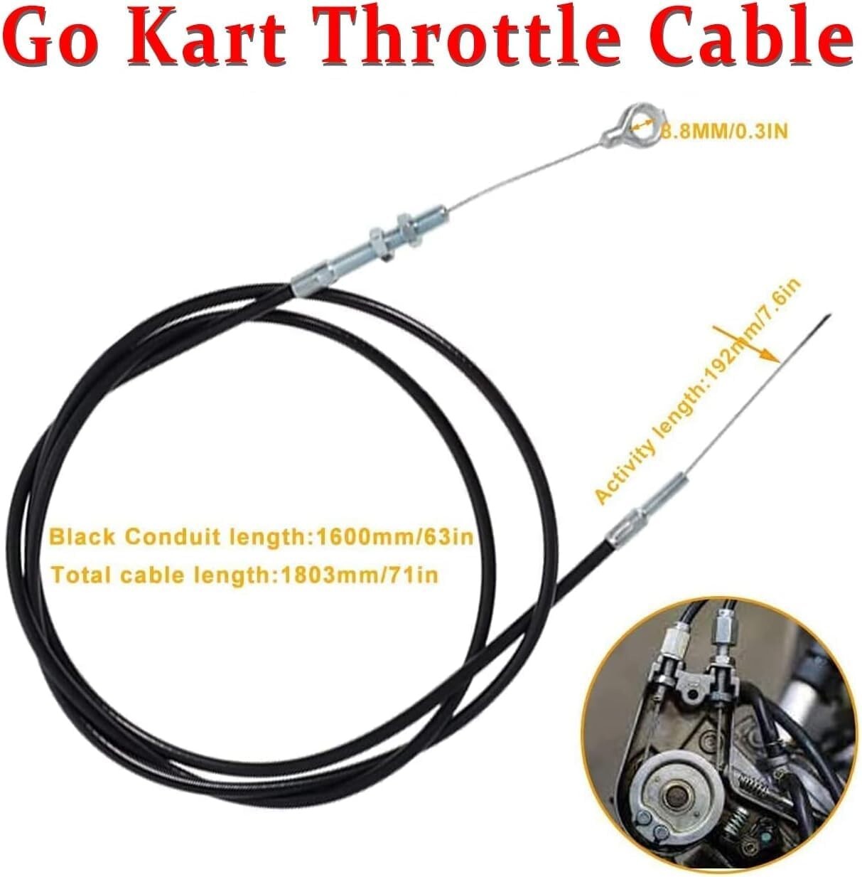 Complete Go-Kart Brake and Throttle Pedals with Steering Wheel Kit, 71" Cable