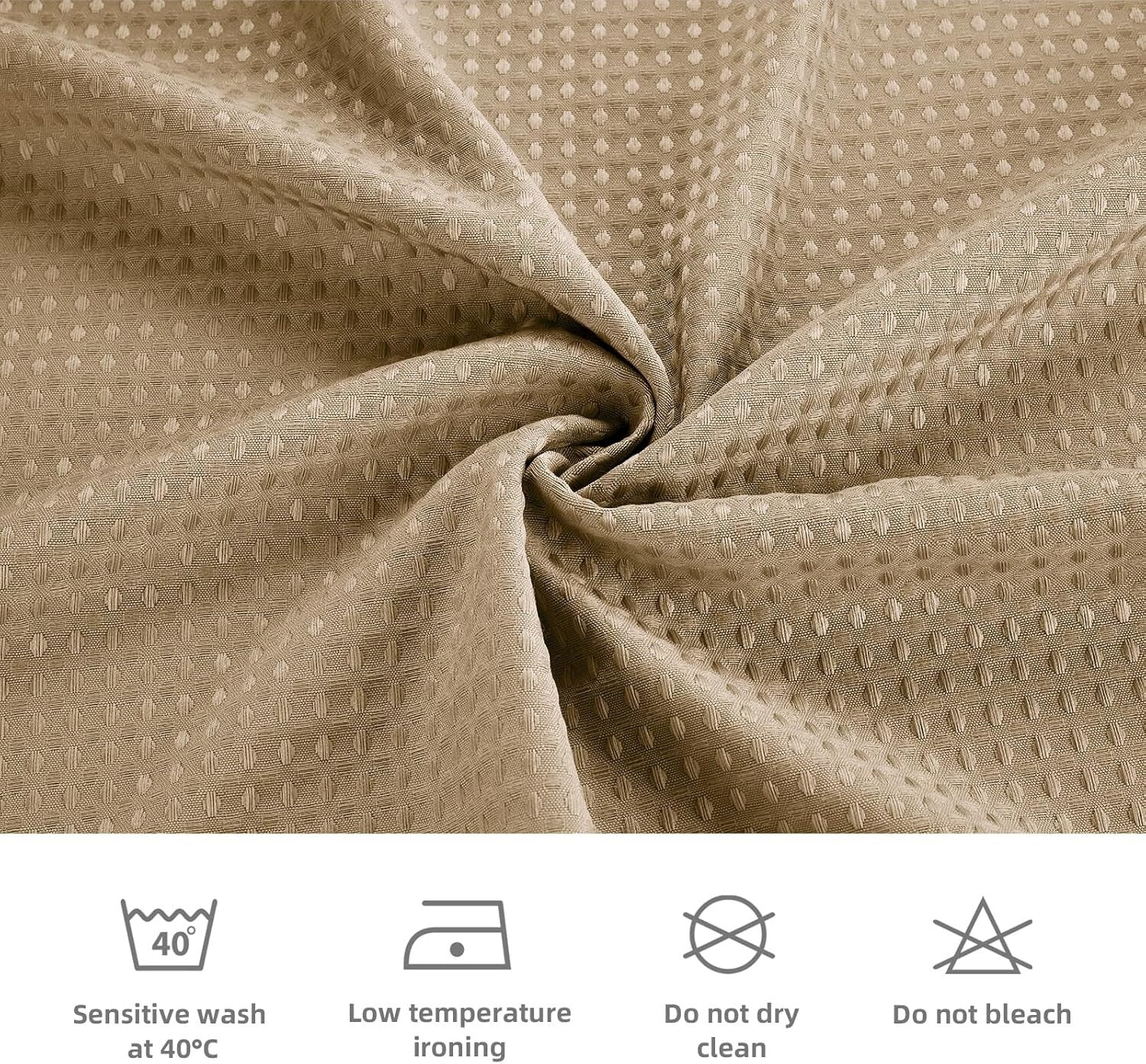All-Season Waterproof Waffle Shower Curtain Set with Stainless Steel Hooks 72x84