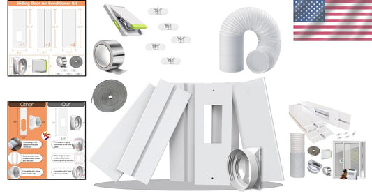 Easy Setup 95-Inch Sliding Door AC Vent Kit with Security Lock - Energy Saving