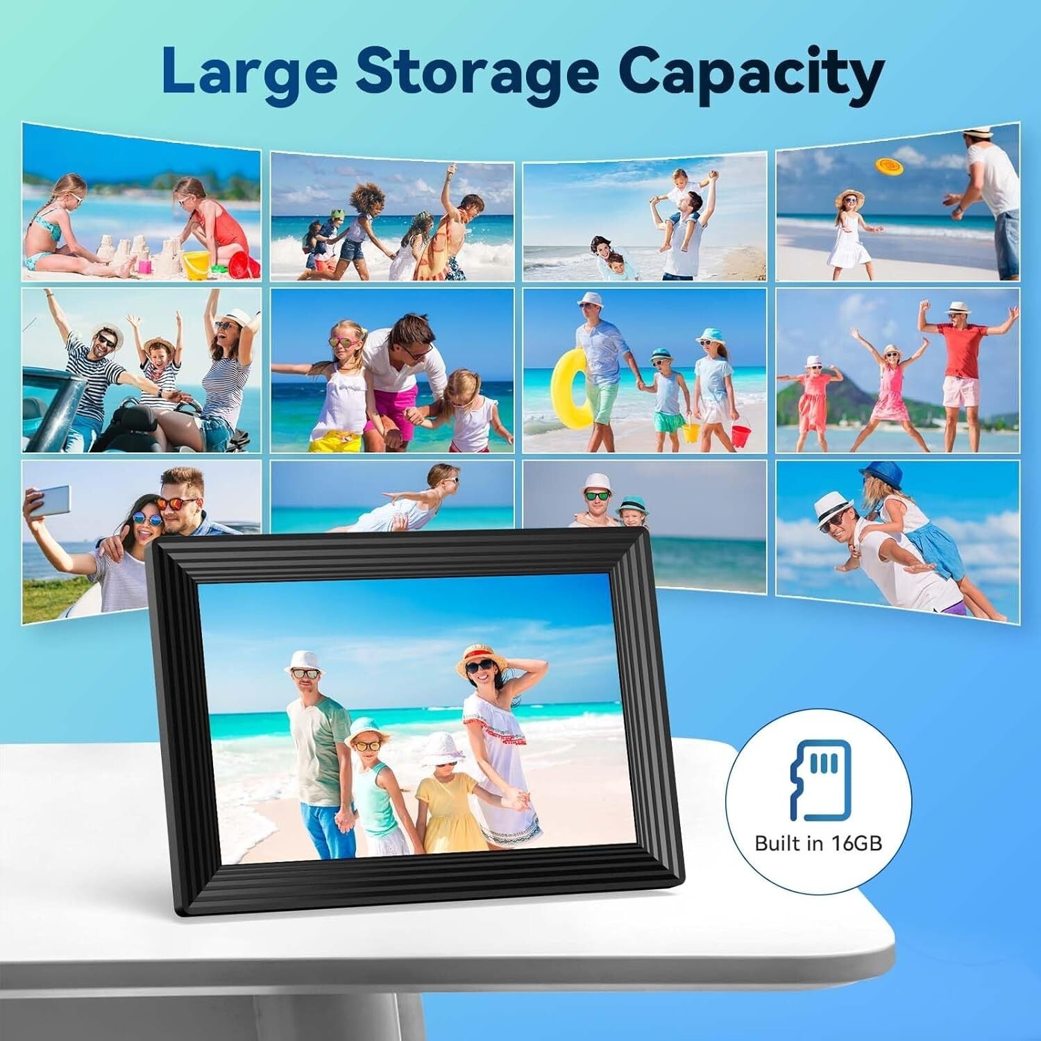 Versatile 10.1" WiFi Digital Frame with Detachable Holder - View Your Memories