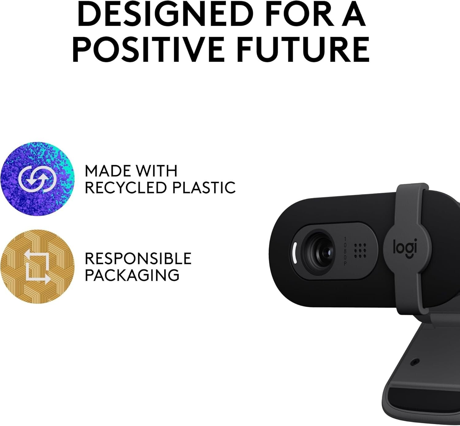 Eco-Friendly Brio 101 Webcam - Full HD 1080p & Integrated Mic for Video Calls