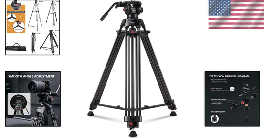 Aluminum Fluid Head Tripod: 70.8” Height, 17.6lbs Capacity for Stable Shots