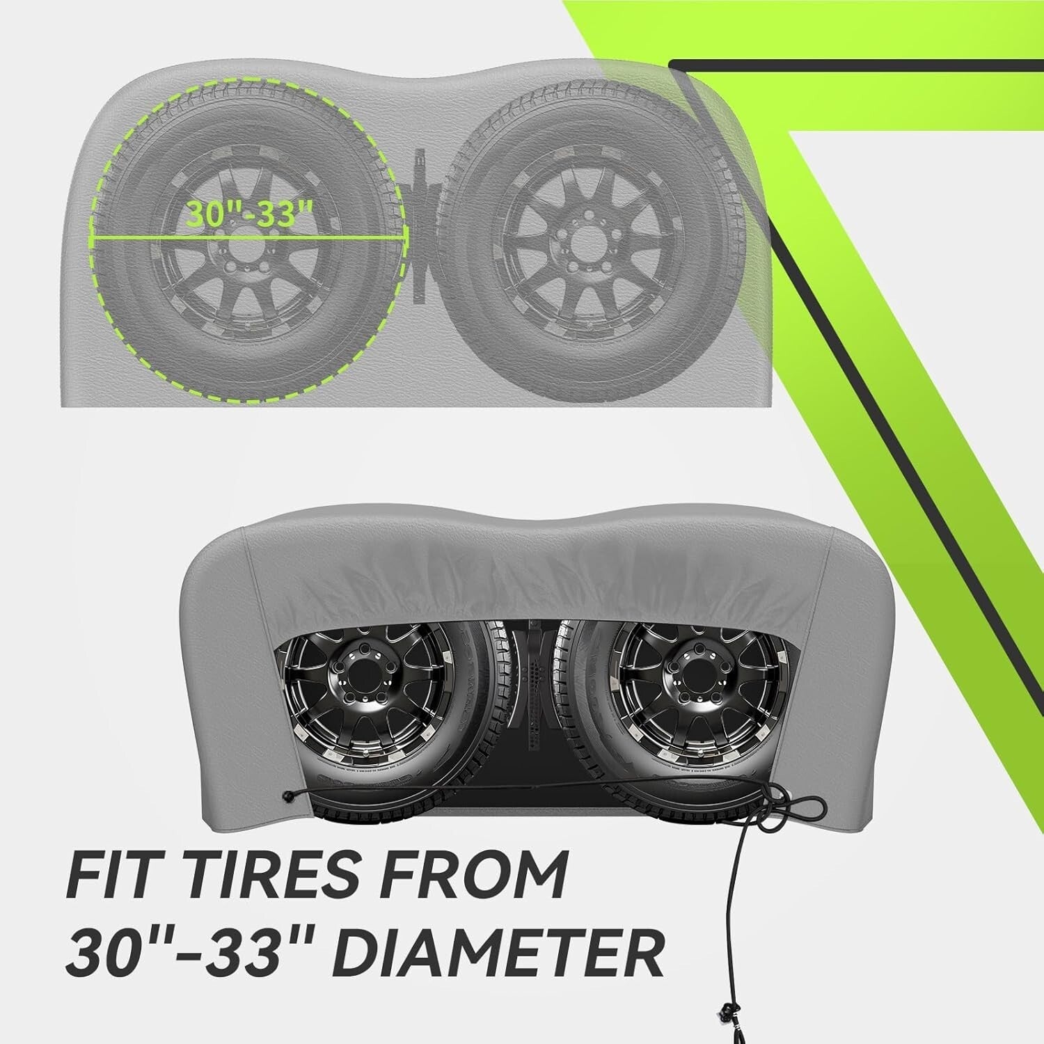 Durable RV Tire Covers - Waterproof Dual Axle Wheel Cover Set for 30"-33" Tires