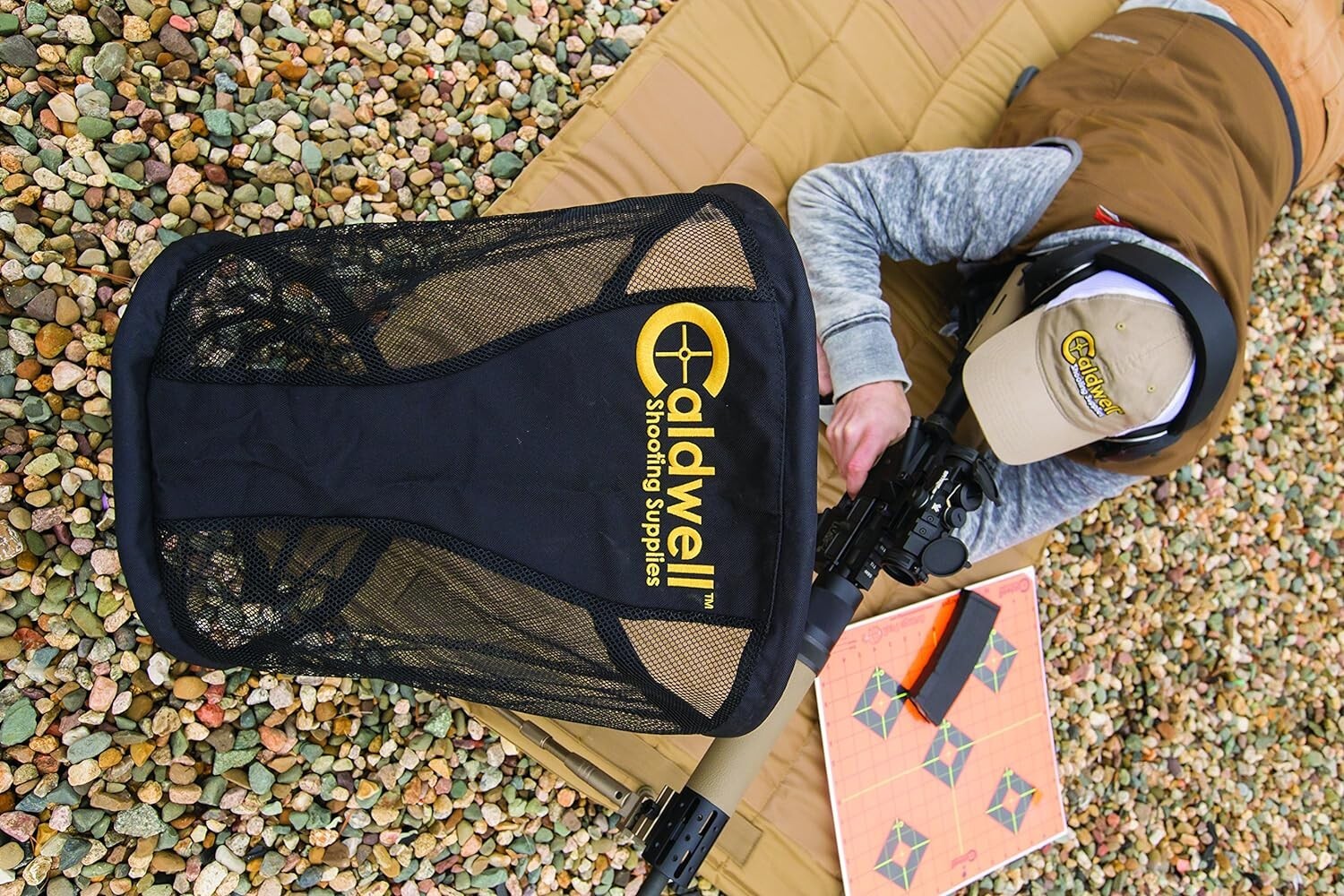 Versatile Tripod-Mount Brass Catcher with Durable Mesh - Perfect for Outdoors