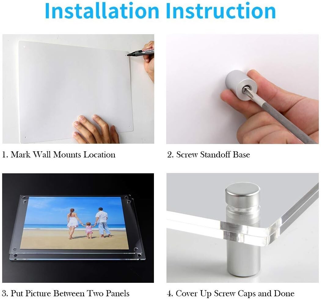 Double Panel Metallic Acrylic Frames for Certificates & Photos - 3-Pack