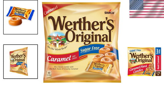 12 Bags of Sugar Free Caramel Candies - Melt-in-Your-Mouth Treats, 2.75 oz Each