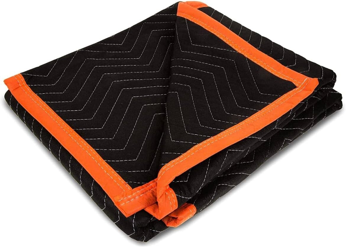 Multi-Purpose Heavy Duty Moving Blankets 12 Count - Black/Orange Style