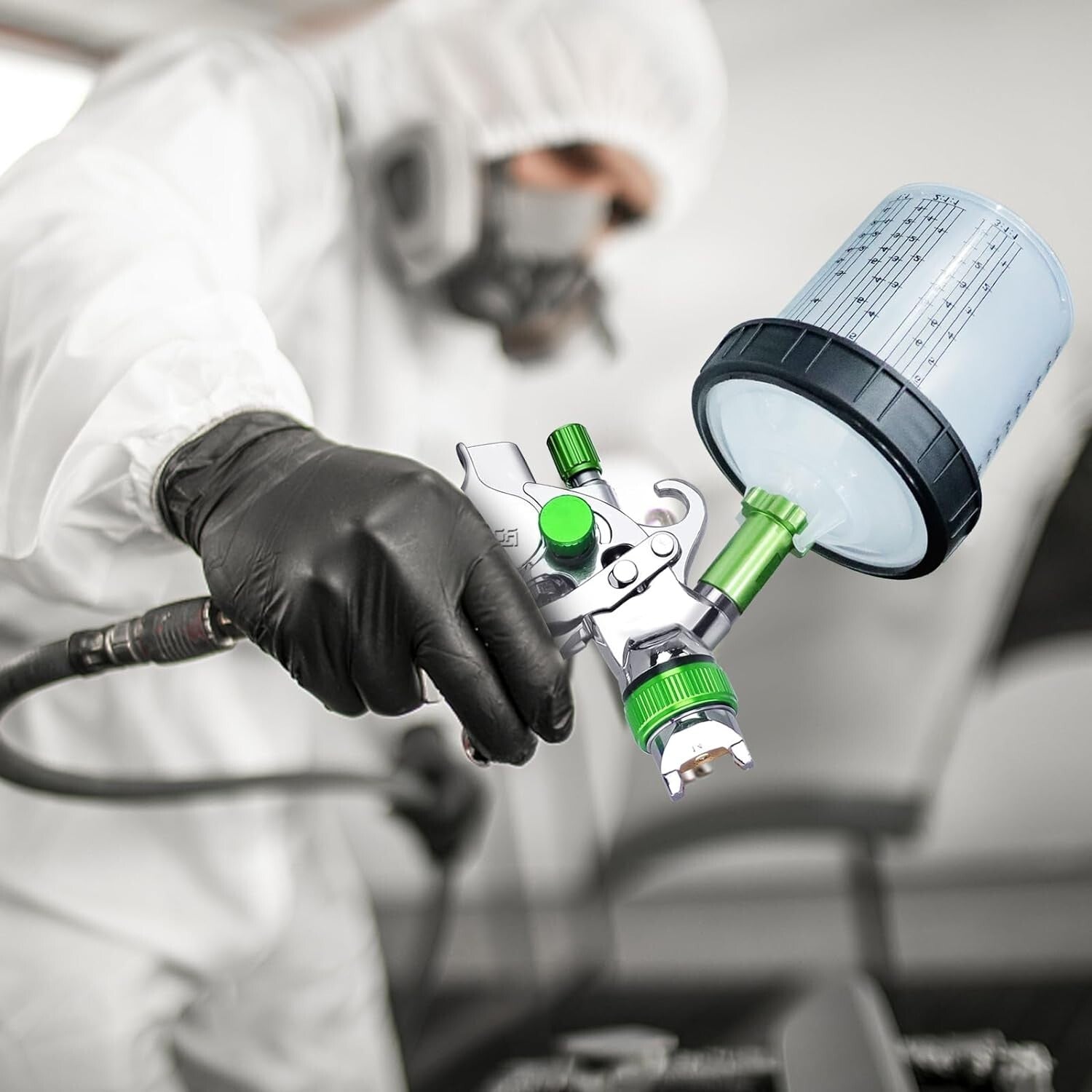 Lightweight HVLP Paint Gun with 10 Disposable Cups - Perfect for Home & Auto