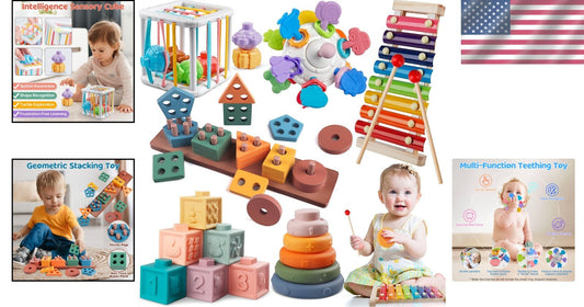 6-in-1 Montessori Baby Toy Set: Stacking, Sorting & Musical Fun for Infants