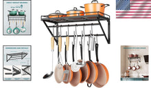 Load image into Gallery viewer, Elegant 23-Inch Hanging Pot Rack with Rust-Resistant Iron and Adjustable Hooks