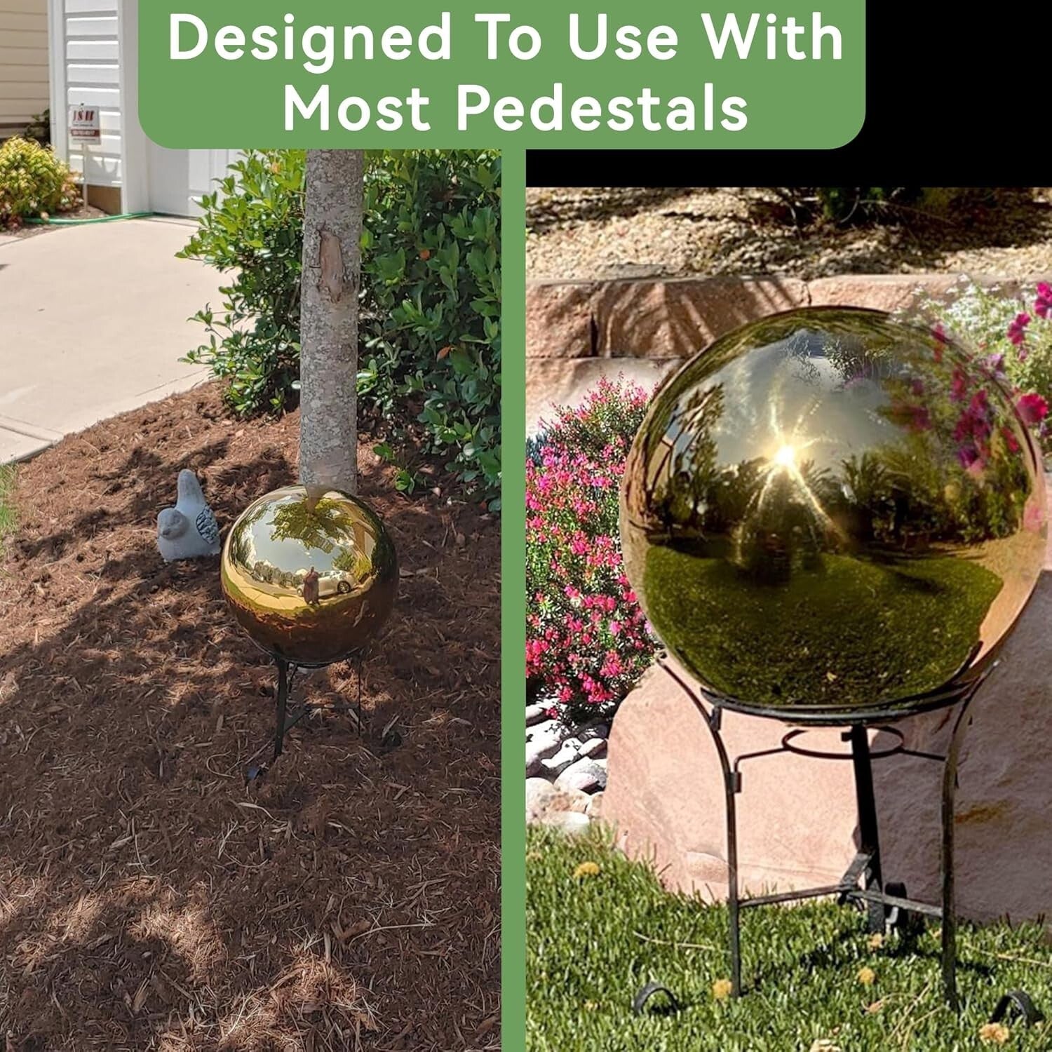 Captivating 10” Shiny Gold Mirror Ball - Reflective Stainless Steel for Gardens