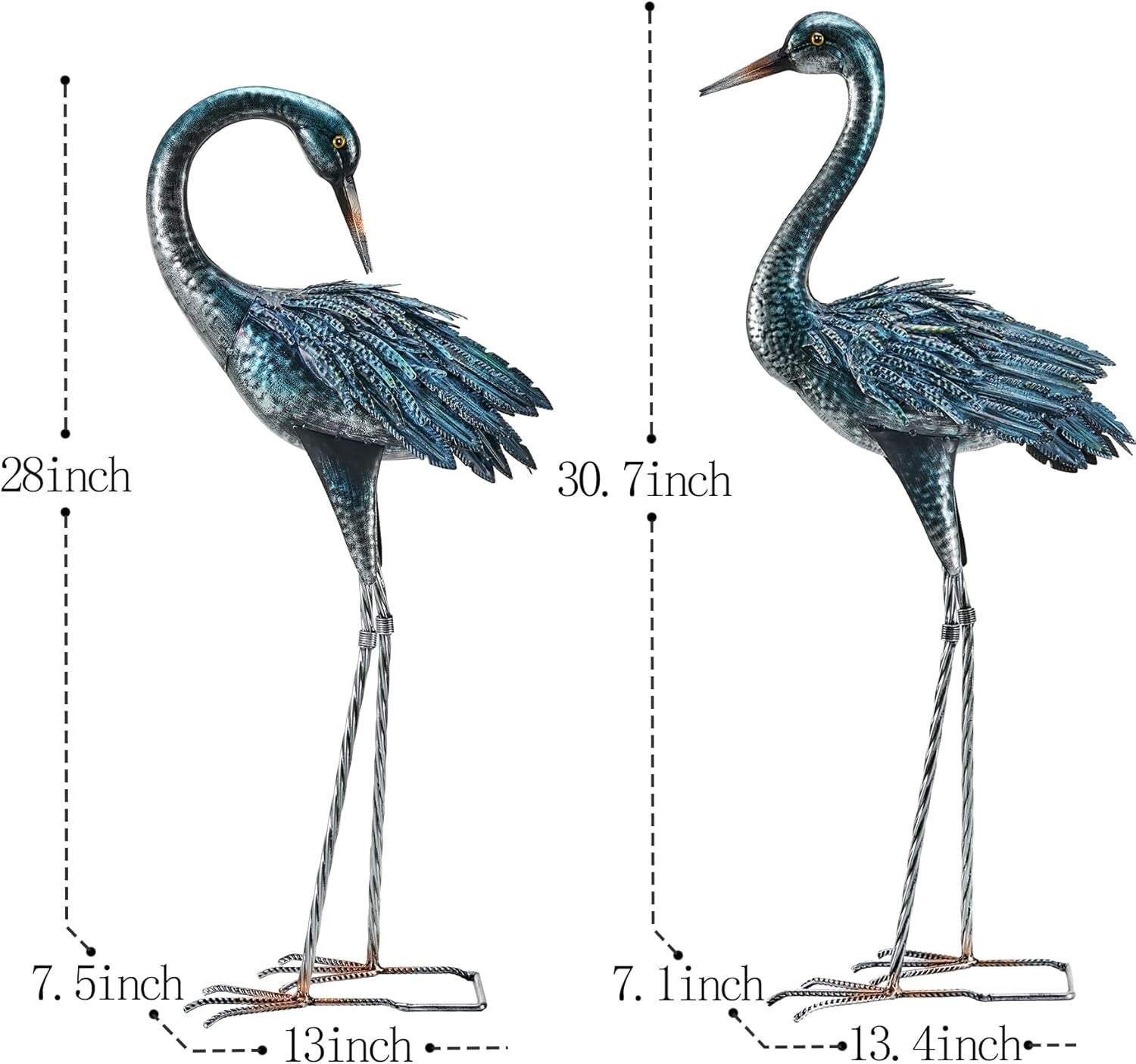 Charming Garden Crane Statue Set - Elegant Blue Heron Yard Art for Outdoor Decor