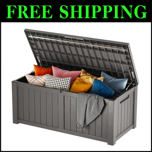 All-Weather Outdoor Storage Bin with 120 Gallon Capacity & Bench Feature