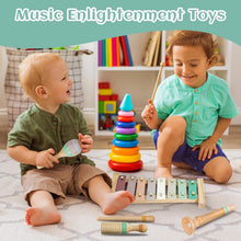Load image into Gallery viewer, Neutral Colors Wooden Musical Toy Set for Kids - Xylophone, Tambourine &amp; More