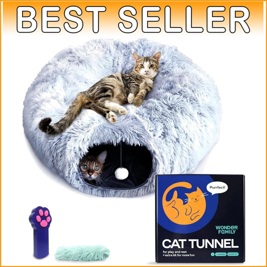 Interactive Cat Playground: Bed Cave with Tunnel, Ball & Laser Toy for Cats