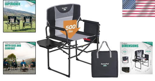 Effortless Setup Heavy Duty Camping Directors Chair - Perfect for Beach & Picnic