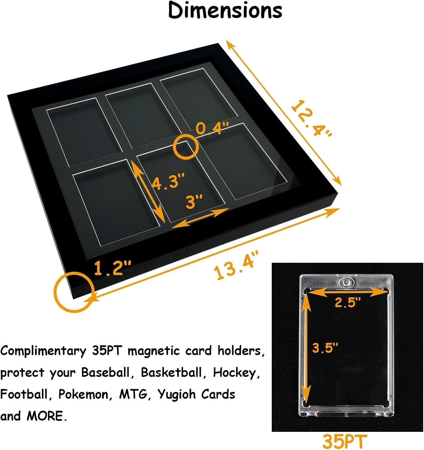 Elegant 6-Card Wall Frame for Trading Cards - Easy Assembly, No Tools Required