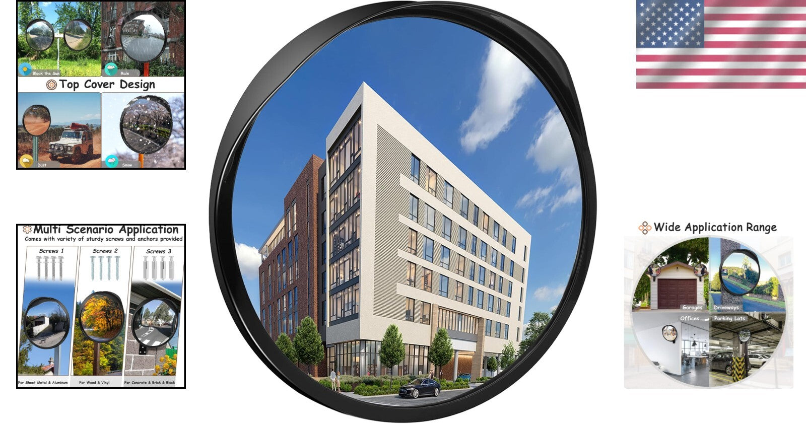 Adjustable Outdoor Blind Spot Convex Mirror - 18'' Safety Solution for Driveways