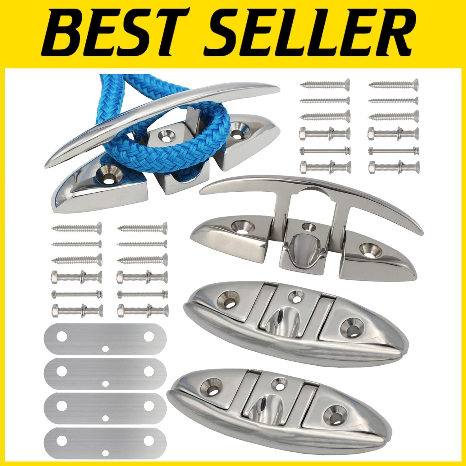 Durable 316 Stainless Steel Boat Cleats - Folding Design, Easy Installation