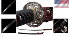 Load image into Gallery viewer, Elegant 28" Japanese Katana – Full Tang and Clay Tempered Damascus Steel Blade