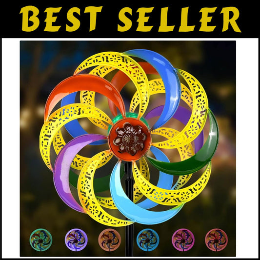 Weather-Resistant 75-Inch Outdoor Wind Sculpture with Multi-Color Solar Ball