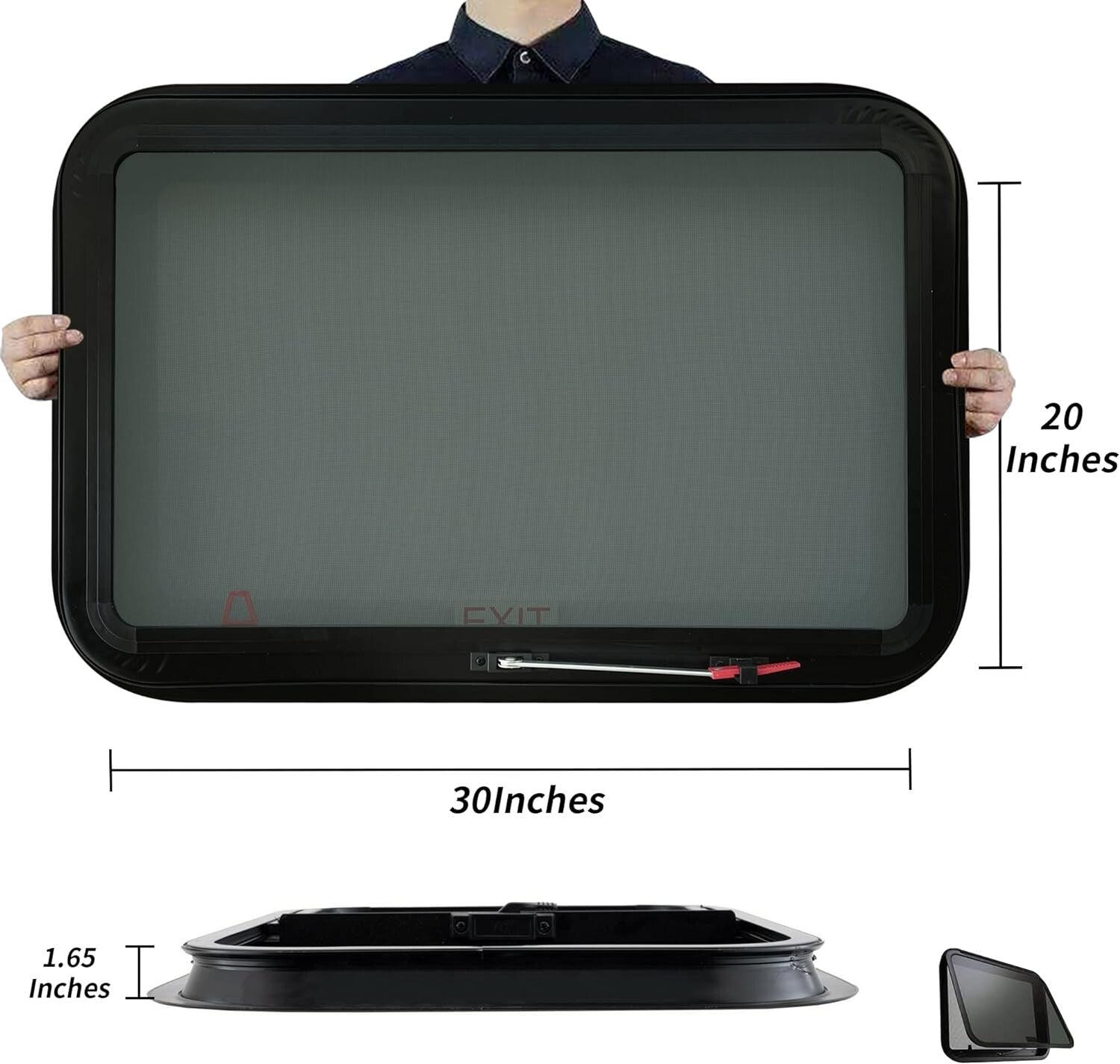 DOT Certified RV Emergency Exit Window 30"x20" with Tempered Glass & Trim Kit