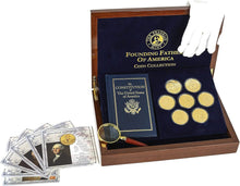 Load image into Gallery viewer, Franklin Mint 7-Piece Gold-Plated Coin Collection with Inspection Accessories