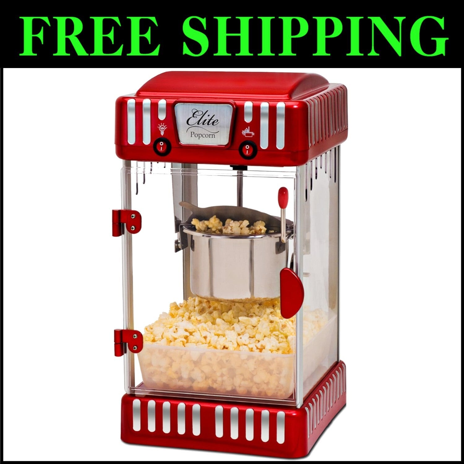 Elegant Red Plexiglass Popcorn Popper - 2.5 oz Capacity with Serving Tray