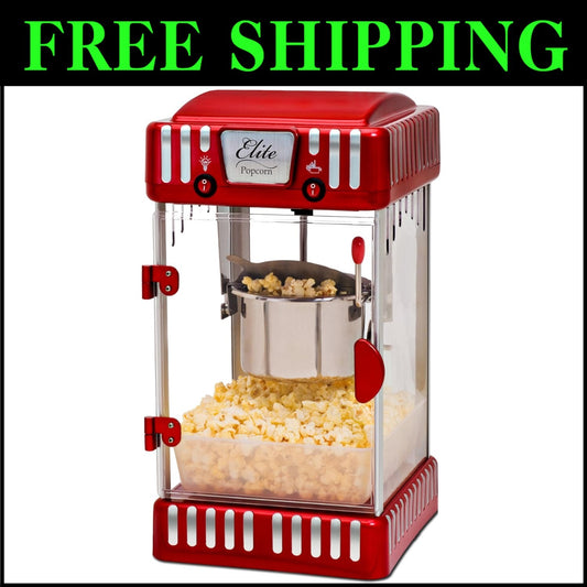 Elegant Red Plexiglass Popcorn Popper - 2.5 oz Capacity with Serving Tray