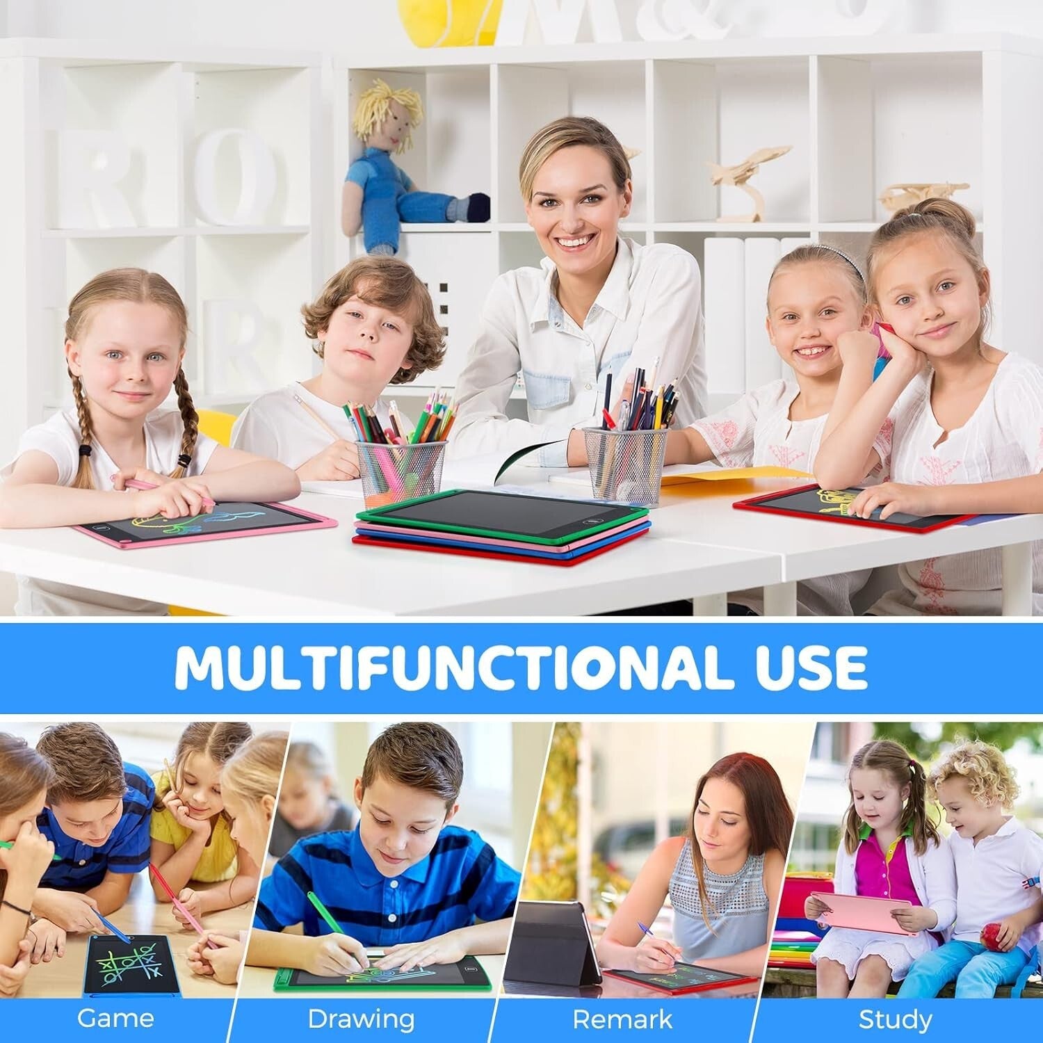Eye-Caring LCD Writing Tablets - 32 Colorful Drawing Pads for Girls & Boys
