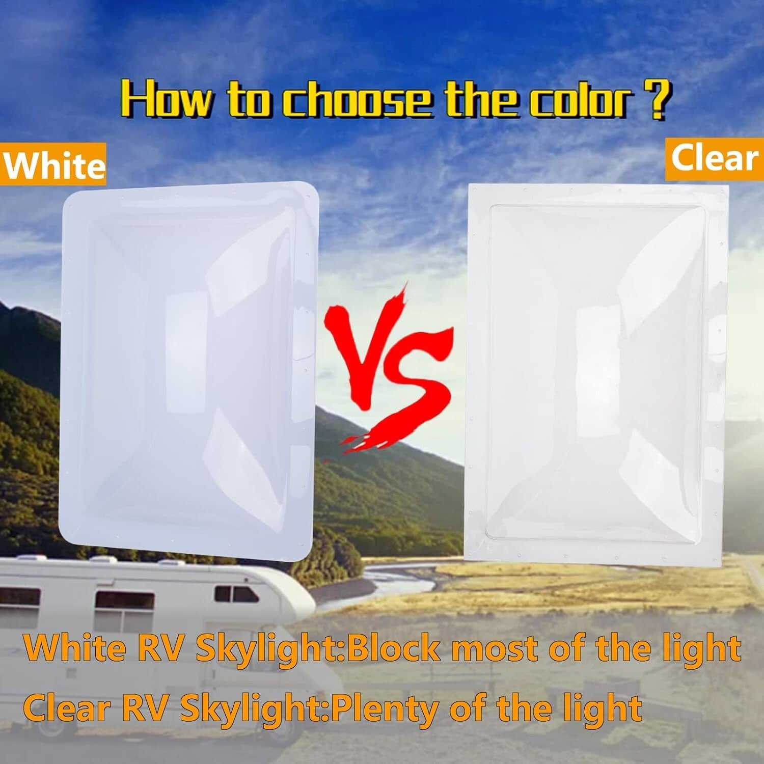 Durable Polycarbonate RV Skylight Dome 18"x26" - Weather-Resistant, Easy Install