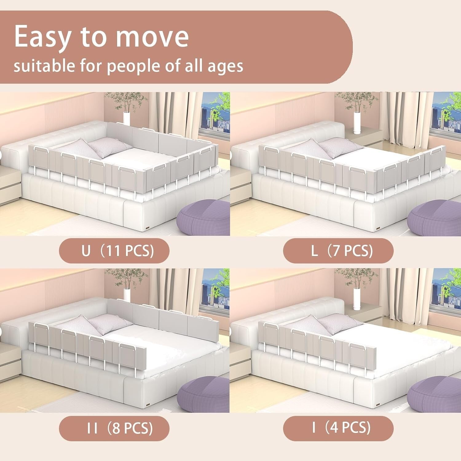 Lightweight Adjustable Bed Rails for Safe Sleeping - Perfect for Kids & Seniors
