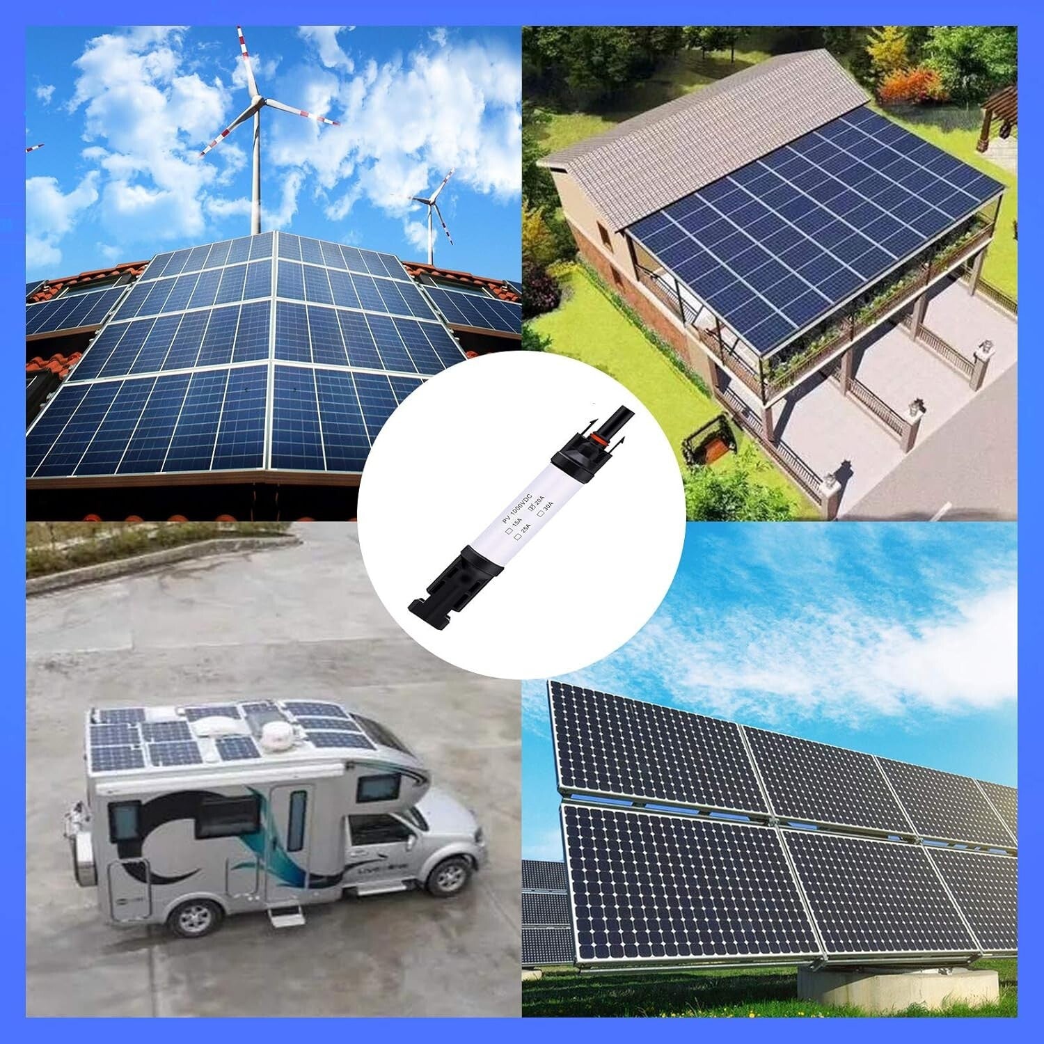 10A In-line Fuse Holder Set with Waterproof Design and 8 Fuses - Solar Ready