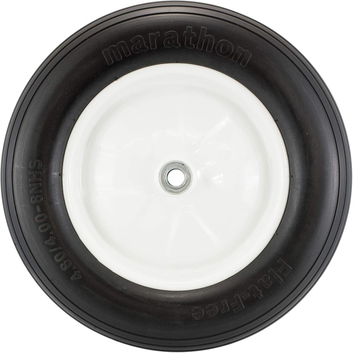 Durable Flat Free 4.80/4.00-8 Tire with Ribbed Tread for Heavy Loads