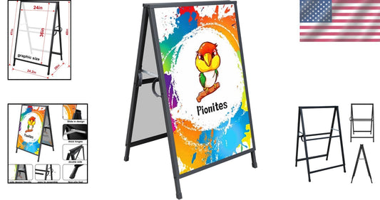 Heavy Duty A Frame Sandwich Board Sign Holder, 24x36 Inch - Double-Sided Display