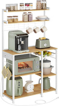 Load image into Gallery viewer, 35.4 Inch Microwave Stand with 4 AC Outlets - Sturdy Kitchen Organizer in Oak