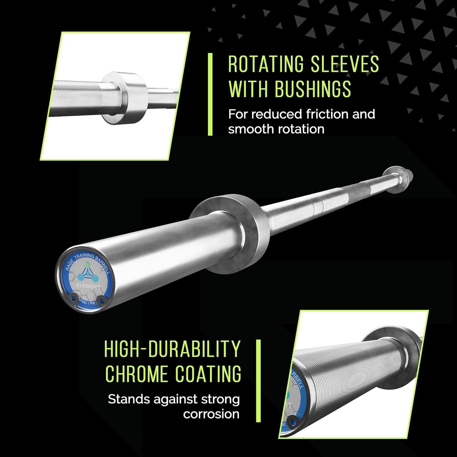 Durable 15 lb Olympic Barbell - Smooth Rotation & Chrome Finish Gym Equipment